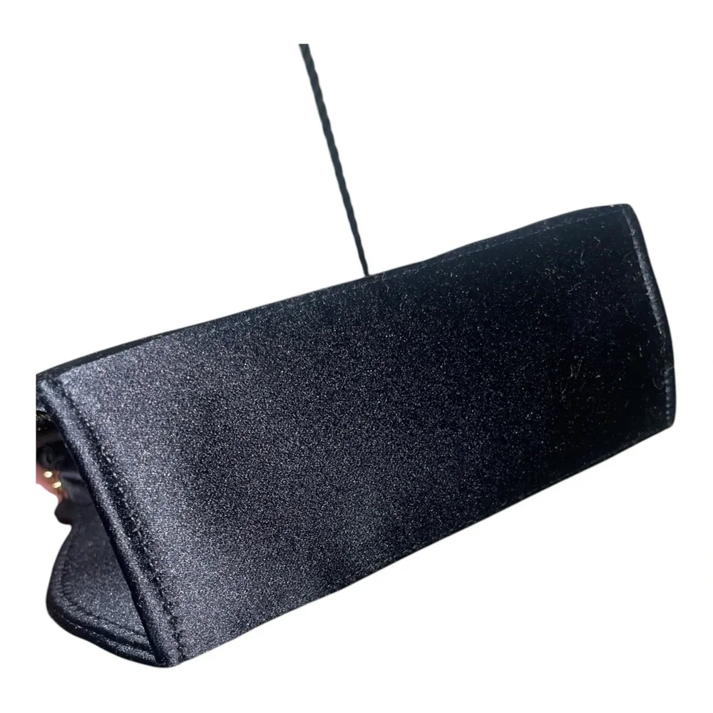 Neiman Marcus Elegant Satin Black Evening Bag - Picture 3 of 5